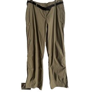 Vintage J Jill Army Green Ankle Length Nylon Spandex Pants Sz10 Belted Pockets